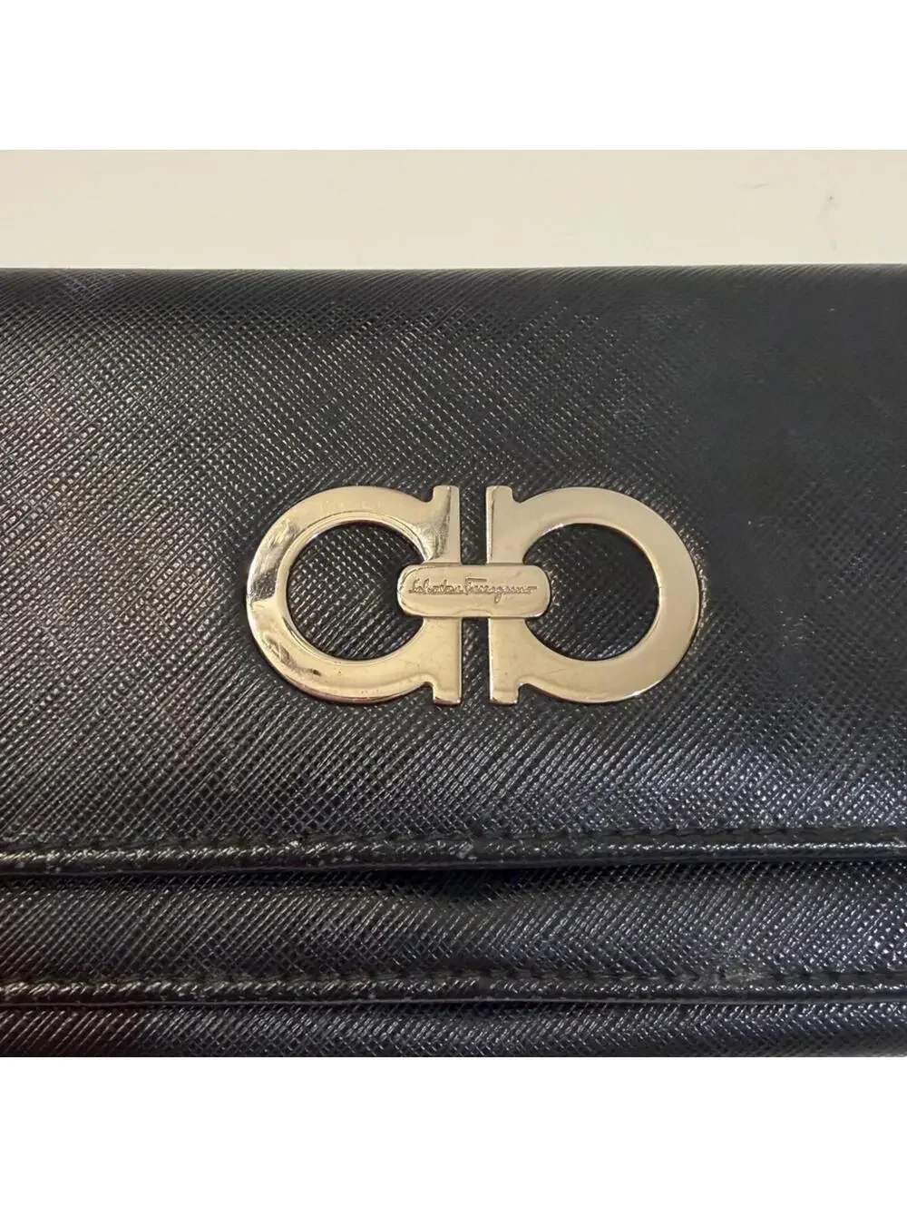 Salvatore Ferragamo Gancini Logo Long Black Leather Continental Wallet - Picture 2 of 15